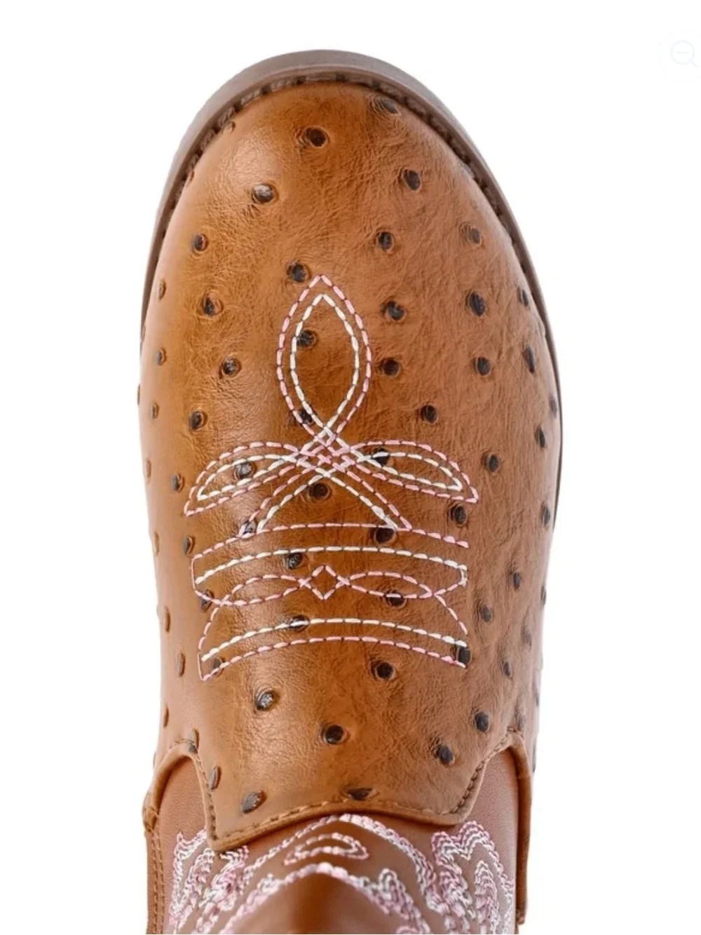 Pawz Youth Girl's Pull-on Brown Stitching Detail Western Cowboy Boots